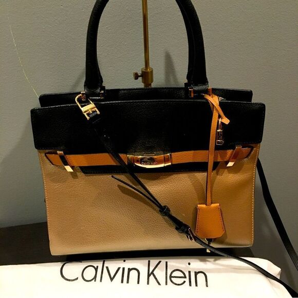 Calvin Klein Black and Tan Satchel - Picture 1 of 9